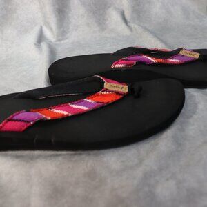 Reef Women's Black Multicolor Flip Flops Size 8